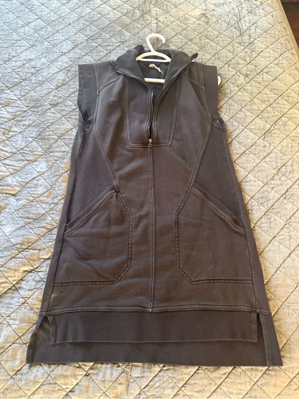 Sleeveless Half-Zip Mini Dress in Charcoal Gray
